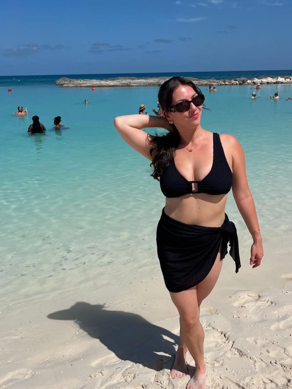 Aerie Black Ribbed Bottom & Matching Black Sarong